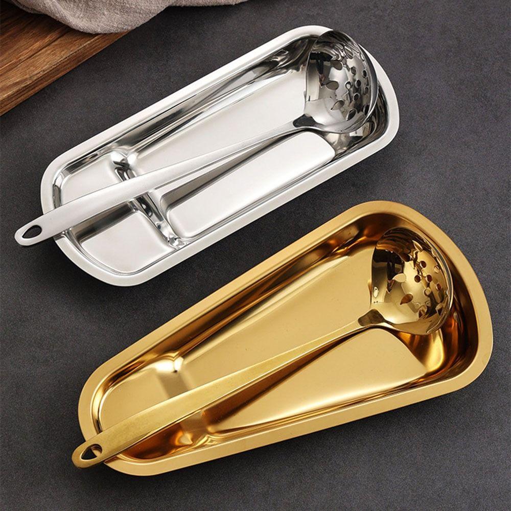 Irregular Outline Condiment Serving Tray Mirror Polished Metal Storage Tray  Kitchen Use