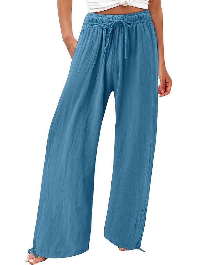 2026 Women's Cotton Linen Casual Solid Color Straight Leg Pants In Thirteen Colors