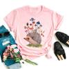 Pink Women Tshirts Casual Cute Cartoon Hedgehog Floral Graphic Print Female Tee Tops Harajuku Fashion Short Sleeve T Shirt Femme