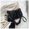 New White Pleated Armpit Bag Versatile Shoulder Messenger Bag