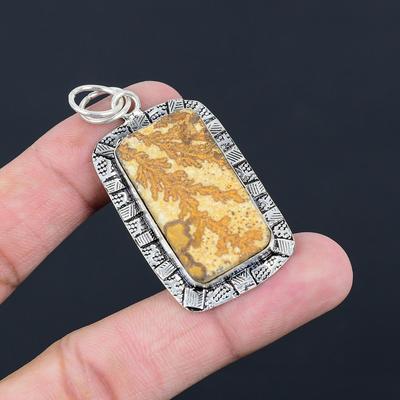 Pendentif en Psilomélane Dendritique Naturelle Argent Sterling 925 Pour Filles
