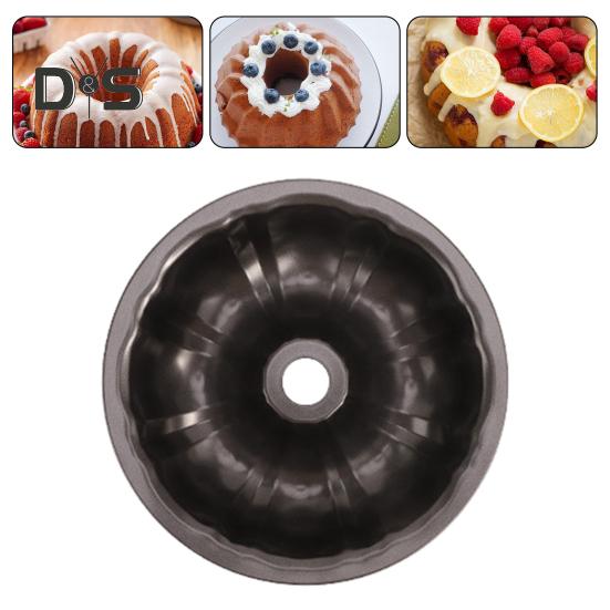 Non-Stick Ring Cake Pan Carbon Steel Fluted Tube Baking Pan for Pound Cake Buntz Cake Jelly Gelatin Chocolate Cake Molds