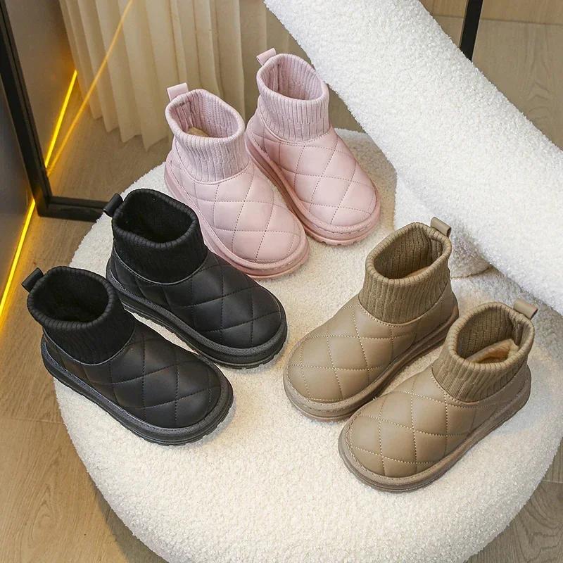 Children's Boots Sock Style Snow Boots Girls Short Boots Kids Cute Sewing Autumn Winter Warm Cotton Thermal Shoes for Boys