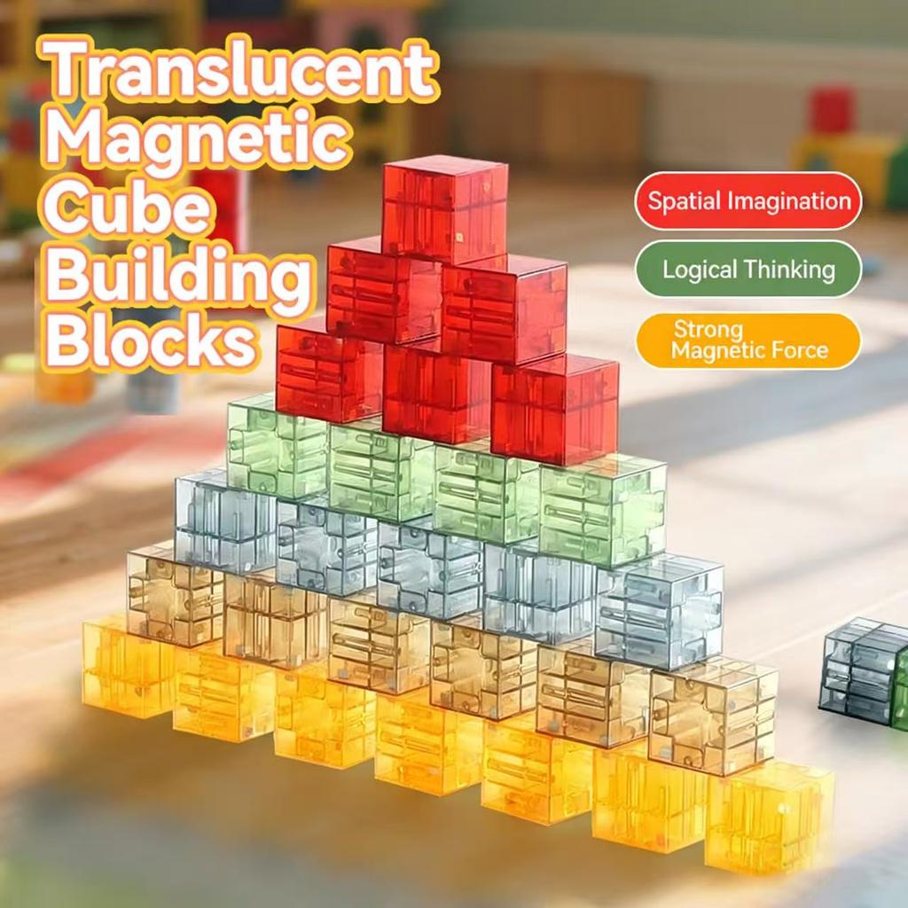 DIY Magnetic Building Blocks Transparent Square Toy Colorful Cubes Toy Assembly Toy Construction Toy for ChildrenGift