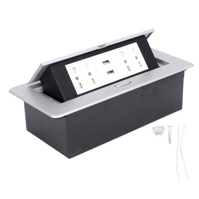 Power Socket Box 4 Switzerland Standard 3 Hole Outlets Dual USB Ports Pop Up Embedded Receptacle Box AC250V