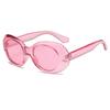 Women Oval Sun Glasses Glitter Lenses Eyewear Candy Colorful Classic Transparent Frame Sunglasses UV400 Retro Pink Sunglass