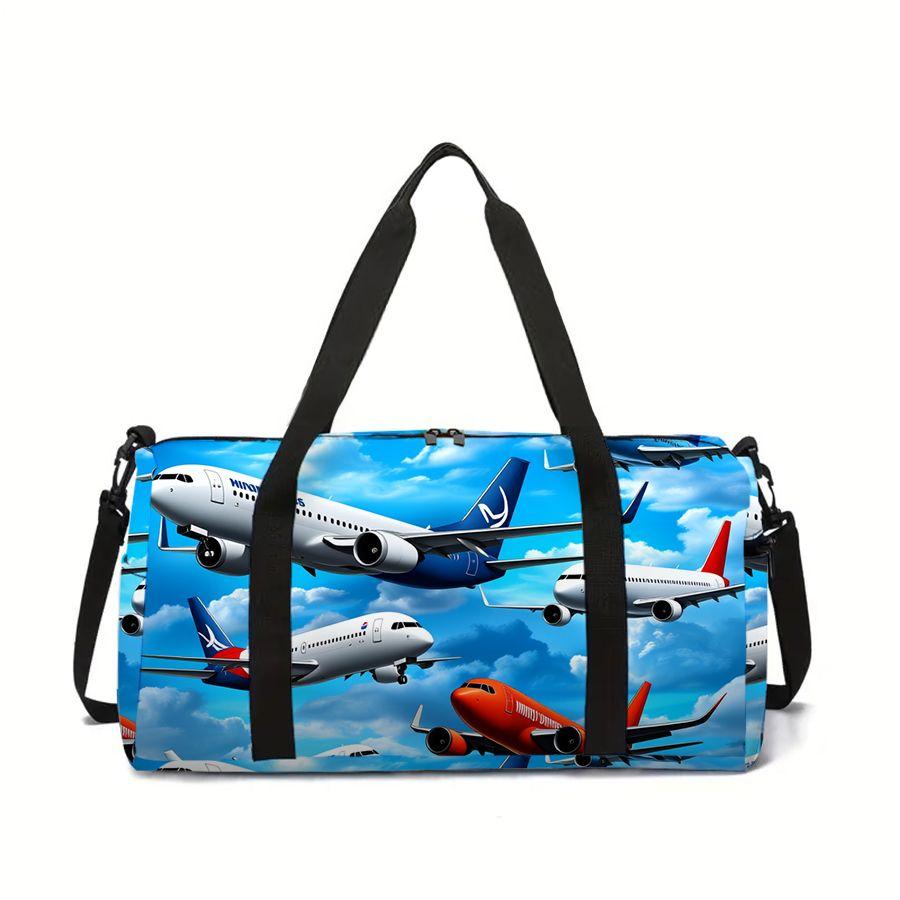 Flugzeugmuster Große Kapazität Gepäcktasche für Jungen/Mädchen Bestes Geschenk 2D Cartoon Reise-Duffels Outdoor Fitness Tasche für Kinder