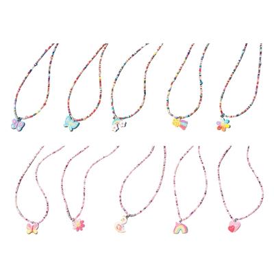 Fashionable Sweet Beads Necklace Short Choker Y2K Colorful Jewelry Pendant Necklace Rice Beads Material for Women Girls