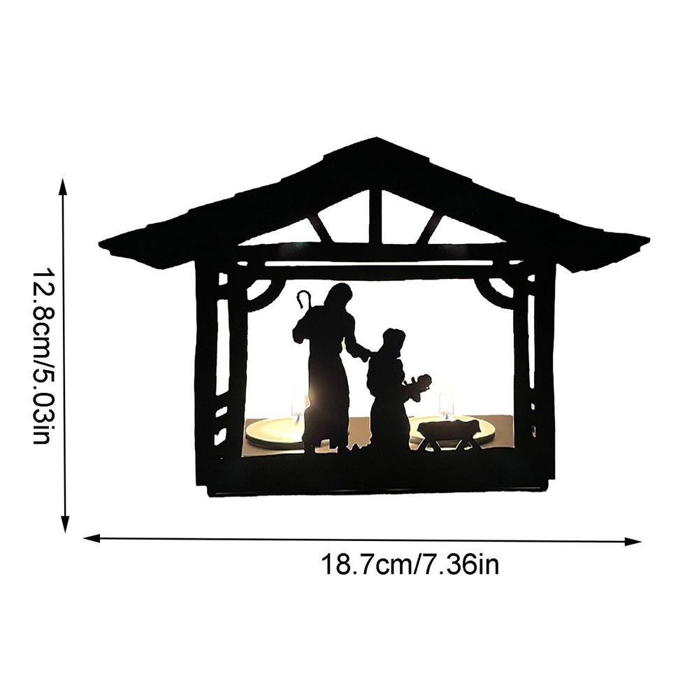 Nativity Set Christmas Candle Holder Wooden Nativity Scene Silhouette Tealight Candle Holder For Christmas Table Decoration