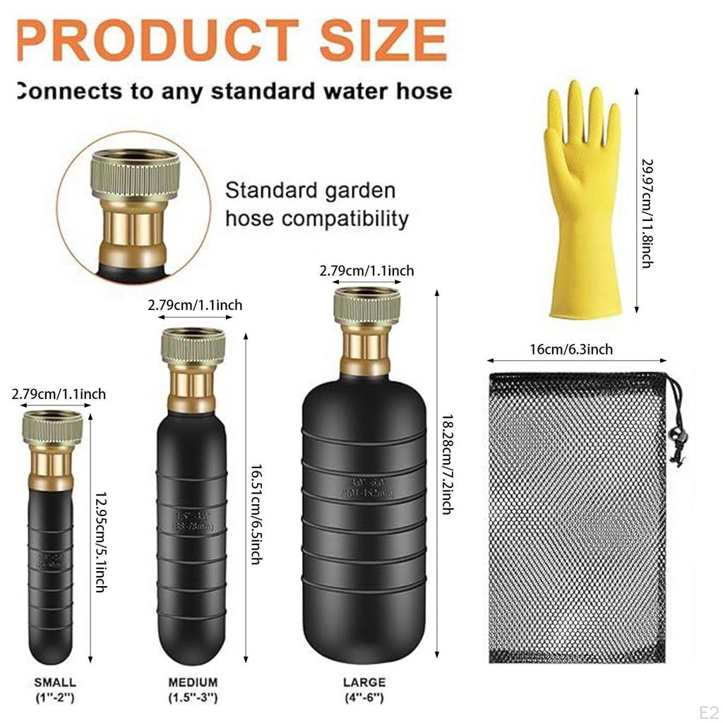 Drain Bladder Kit Rubber Professional Fit 1" to 6" Pipes including Gloves and Storage Bag Cleaning