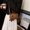 Retro Foreign Style Niche Oil Wax Leather Portable Pillow Bag Versatile Commuter Texture Messenger Women'S Bag