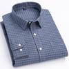 Men's Oxford Shirts Long Sleeve 100% Cotton Casual Plaid Soft Regular Fit Formal Dress Shirt Social Blouse Male Clothes 6XL 7XL