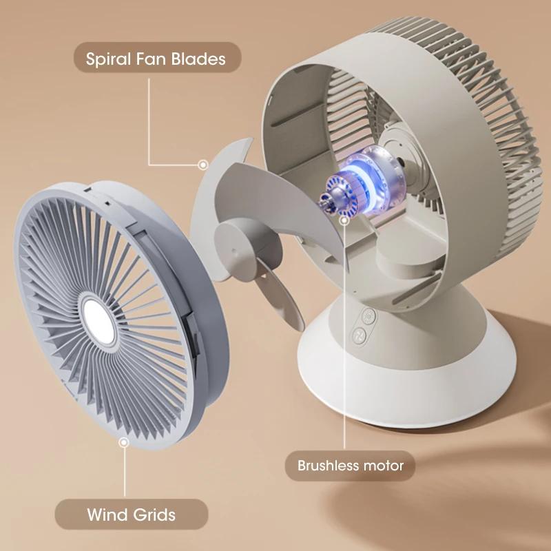 Air Conditioner Fan Portable Desktop Camp Fans Mini mobile Silent Cooling Appliances Rechargeable Household Fan With Night Light