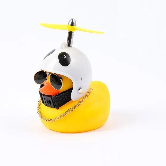 New Car Cute Wind-breaking Duck Interior Broken Wind Small Yellow Duck with Helmet  Airscrew Cycling Decoration Ornament Decor