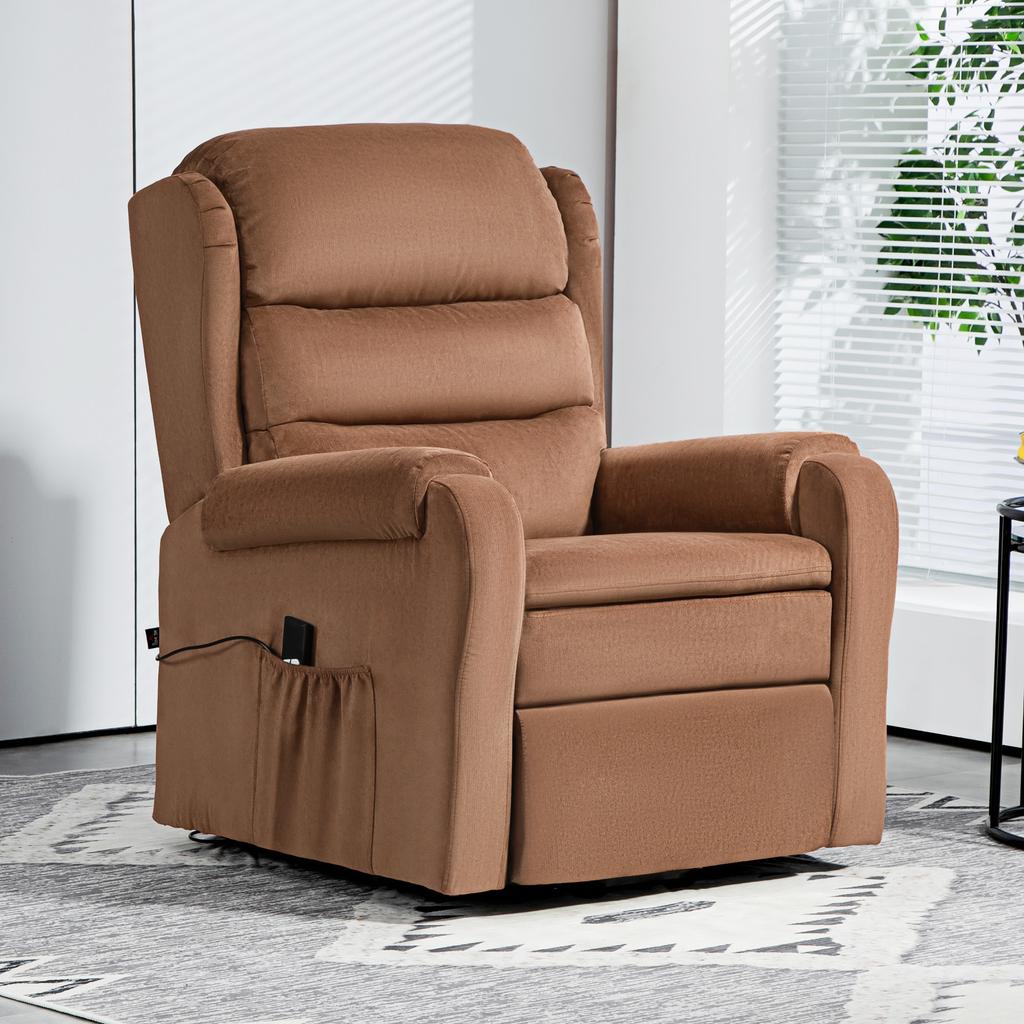 Poltrona Alzapersona Reclinable At 160 Degrees With Footrest And Remote Control In Velvet 85x88x109 Cm Brown