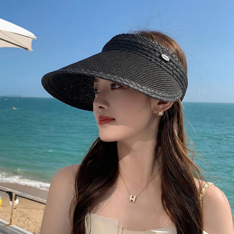 Summer sun hat for women, outdoor travel, leisure, versatile, woven straw top hat, headband, large eave sun protection sun hat