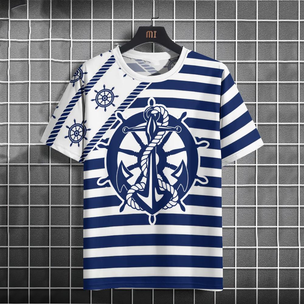 Summer Boat Anchor 3D Print T-Shirts Streetwear Men FashionCasual Oversized O-Neck Short Sleeved T Shirt Tees Tops Clothing