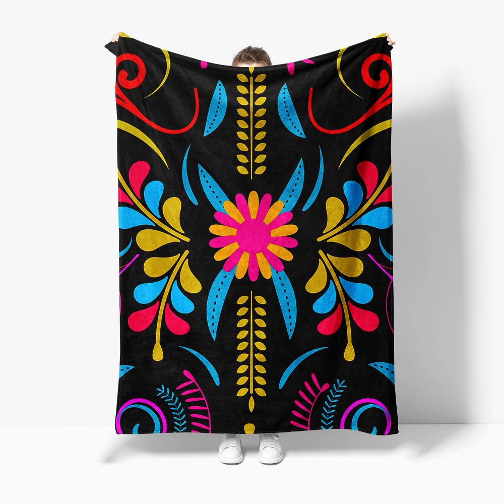 Jmg Household Supplies Unisex Coral Vibrant Floral Paisley Colorful Ethnic Print Blanket Throw Sofa Bed Cover Decorative Gift