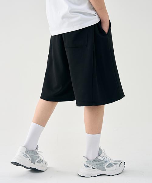 Arrayed Comfy Inverted Pleated Sweat Half Pants [Green]
