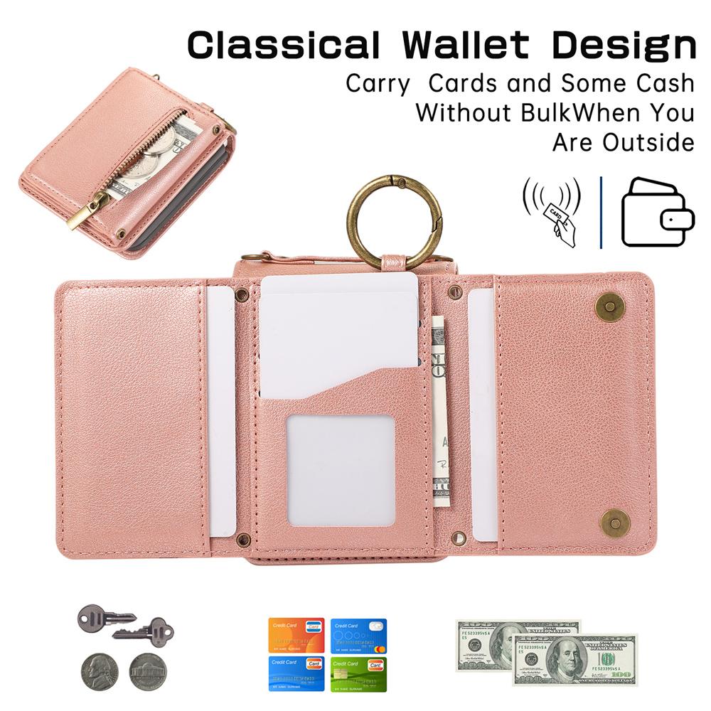 Leather Phone Case with Crossbody Ring and Card Holder for Samsung Galaxy Z Flip 7 6 5 4 3 Flip7 FE Flip6 5G Protective Cover