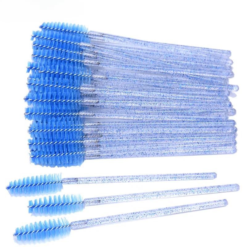 CNKESS 50Pc bags/cans Disposable Eyelash Extension Mascara Wand Glitter Micro Lash Brushes Spoolie With Container Case Wholesale