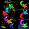 1pc Star/Moon Shaped Wind Chime With Solar LED Light Outdoor Balcony Colorful Hanging Lamps For Home Garden Yard Walkway Decor