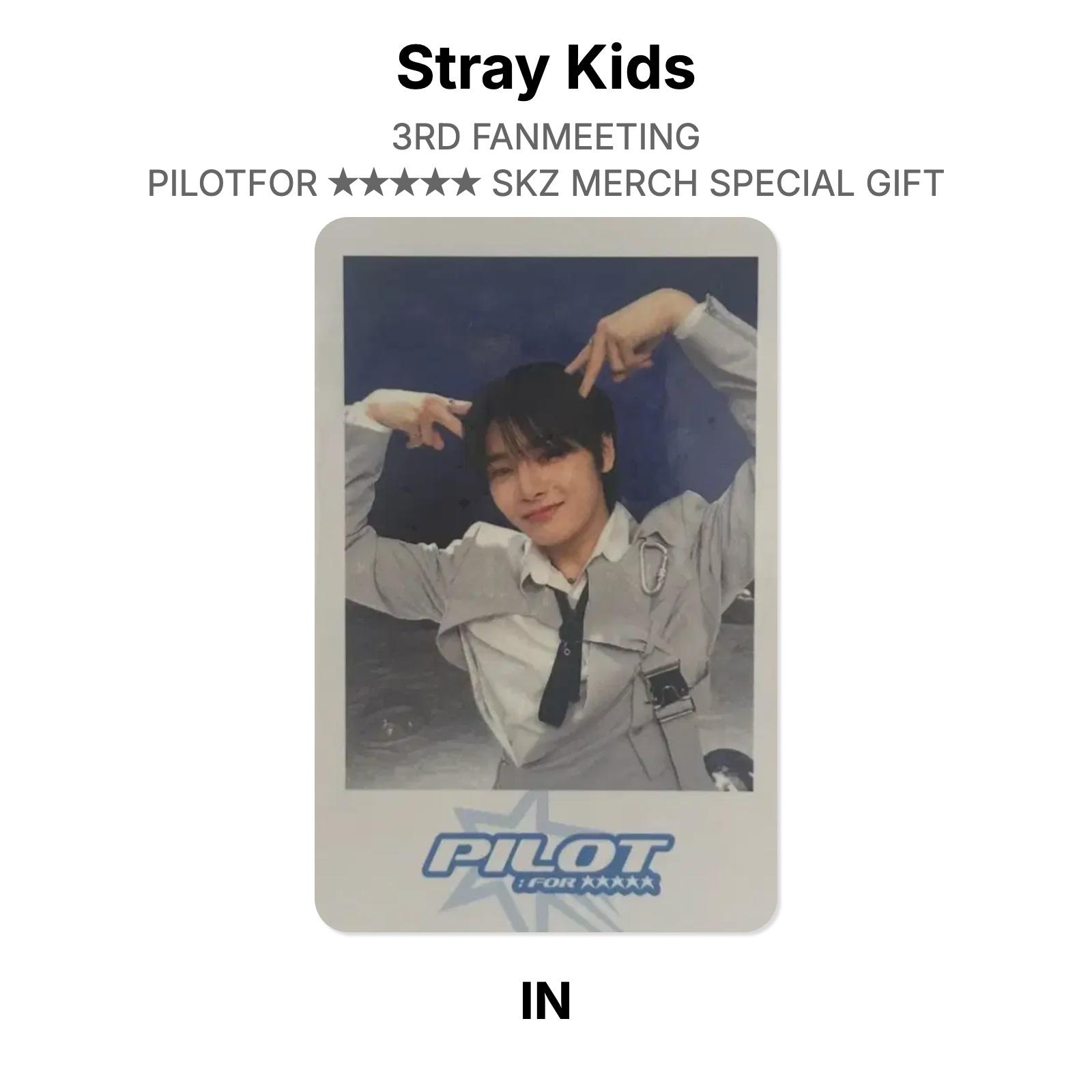 Stray Kids I.N 3-й ФАН-МИНИНГ PILOT : ДЛЯ 5-ЗВЕЗДОЧНОГО МЕРЧА SKZ СПЕЦИАЛЬНЫЙ ПОДАРОК Официальная фотокарточка I.N