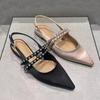 Fashion Black Pink Silk Slingback Sandals Women Designer Pointed Toe Crystal Band Summer Shoes Woman Back Strap Sandalias Mujer Size 43