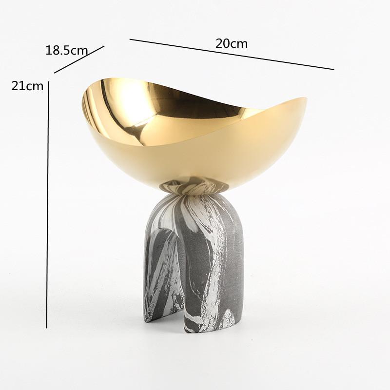 Resin Geometric Arch High Foot Fruit Tray, Stainless Steel Bowl, Metal Tray, Snacks, Living Room Dining Table Storage Tray