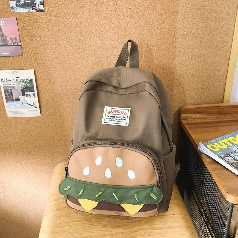 Schoolbag Japanese Ins Hamburg Cute Personality Small Backpack Female Cartoon High School Junior High School Student Large Capacity Backpack School