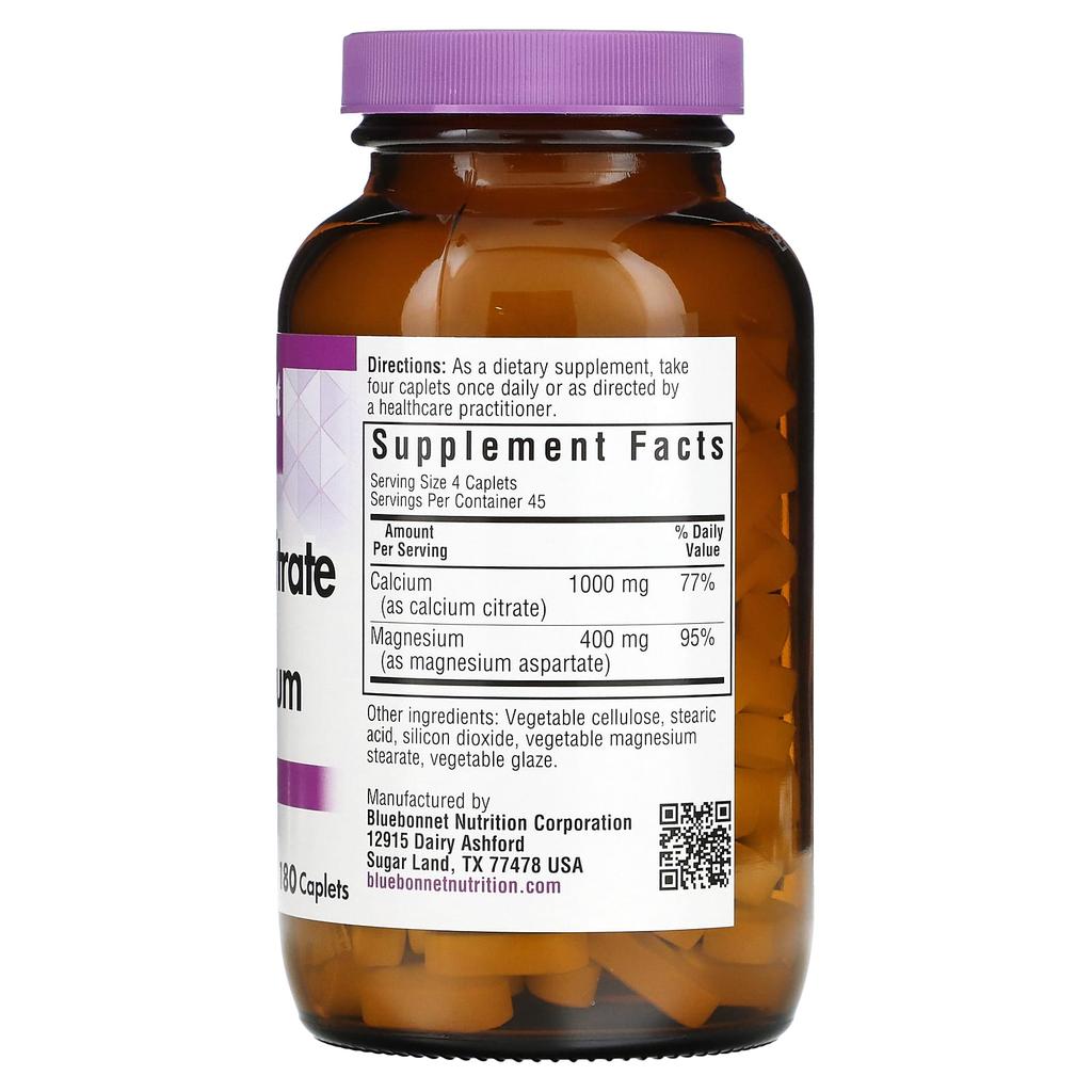Bluebonnet Nutrition, Calcium & Magnesium Citrate, 180 Tablets