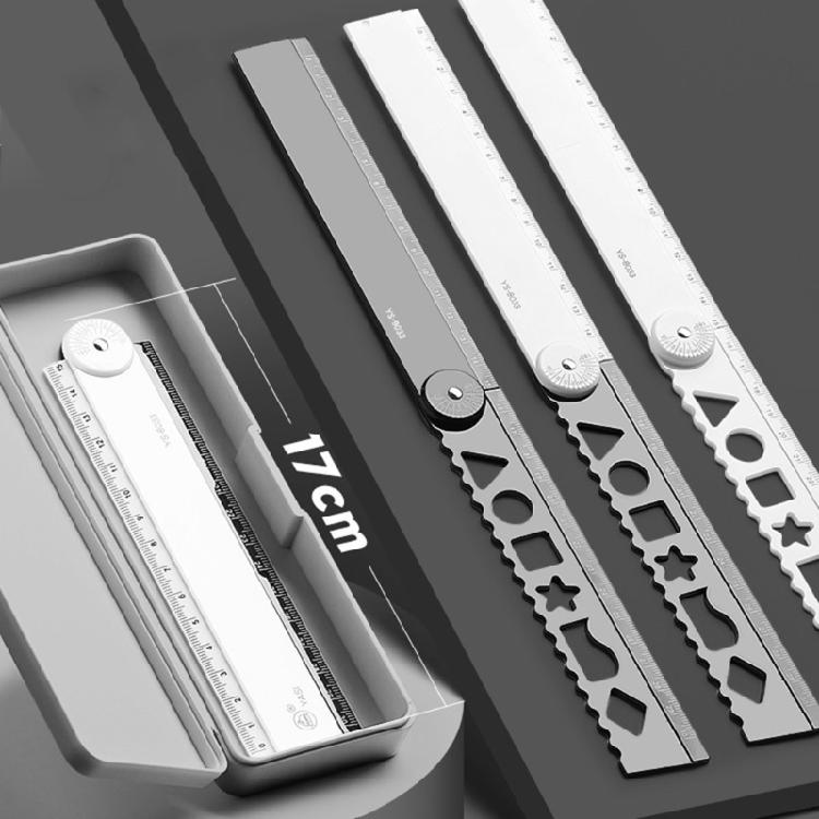 5Piece Black White Plastic Foldable Ruler Set Non Slip Surfaces Precise Centimeter Inch Marking Study Tool