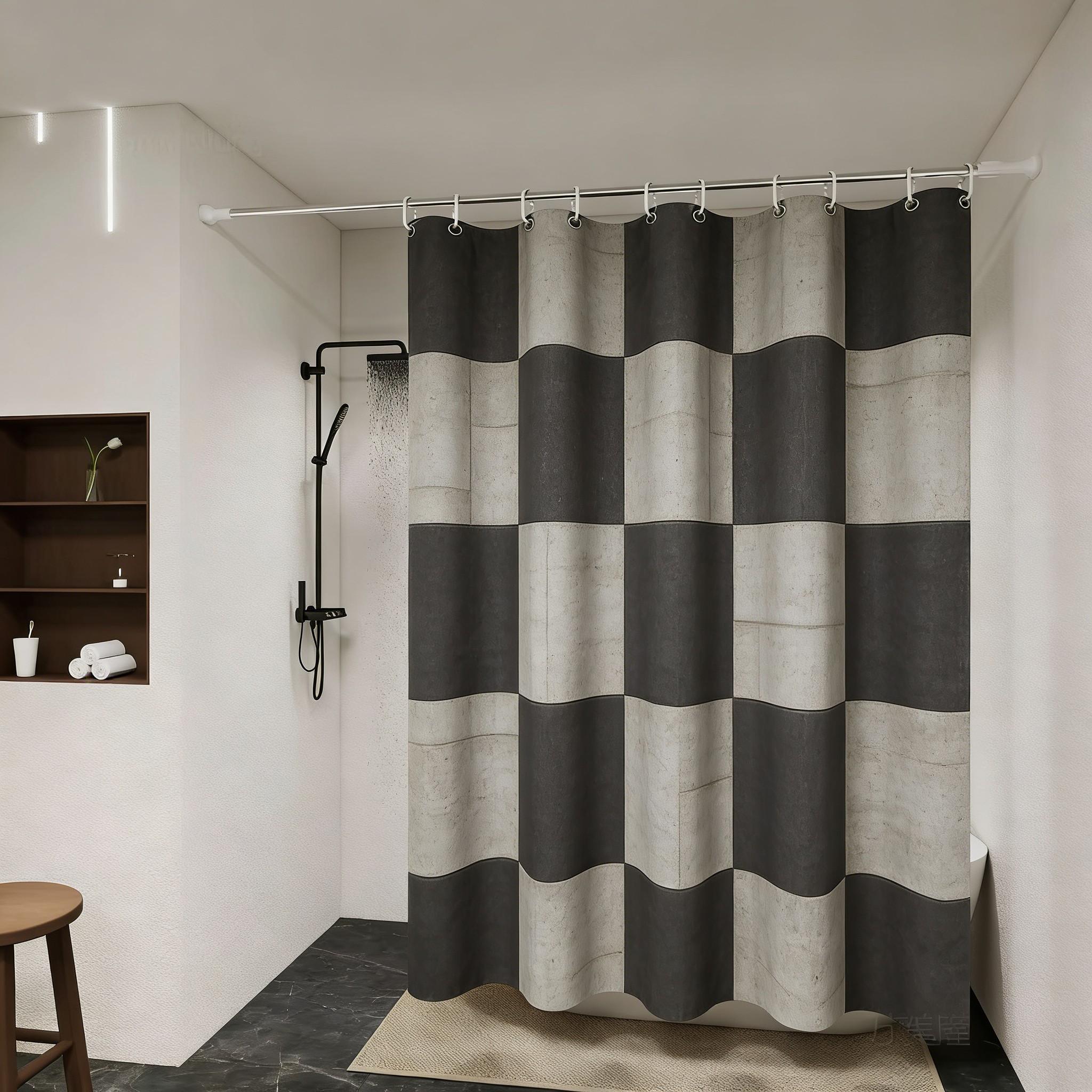 

Modern Black Abstract Interwoven Line Art Waterproof Shower Curtain W60H190(CM)-1 Pcs