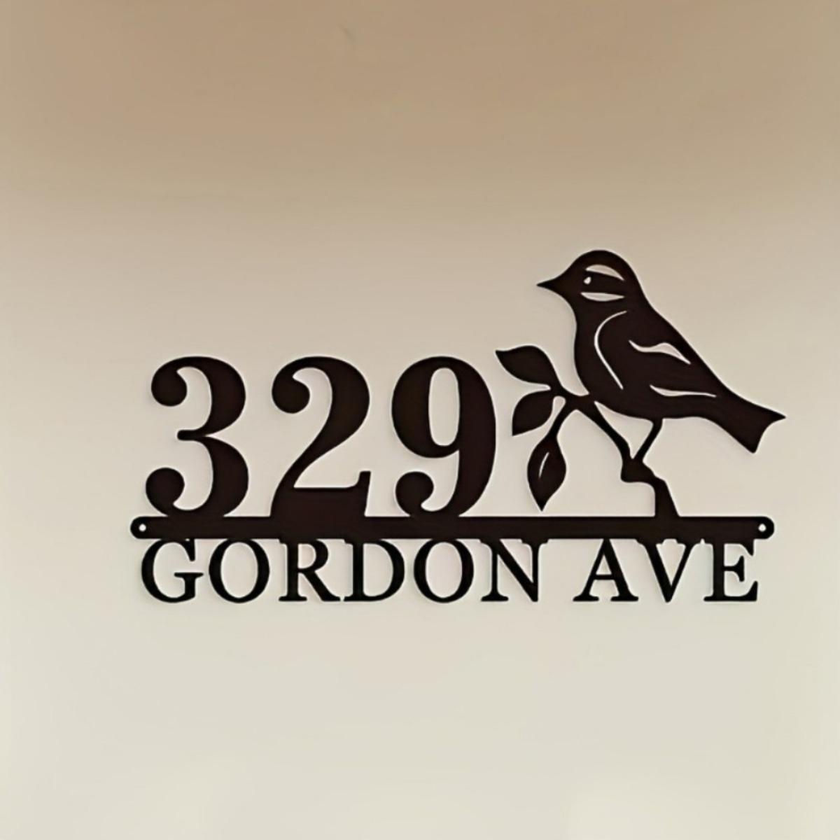 

Customizable Bird Metal Address Plaque, Personalized Street Name Sign for Garden Wall M чёрный