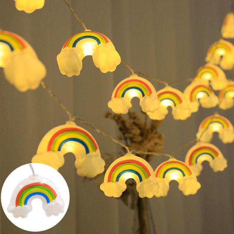Rainbow Cloud LED Star String Lights for Kids' Room & Festival Decor