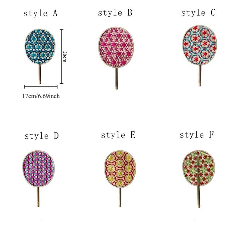 Handmade Bamboo Braided Fan Colorful Hand Cranked Fan Home Decoration Weaving Fan  Home