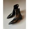 French pointed inner height increase thin boots women's 2026 huge good-looking short boots leather wedge Chelsea boots