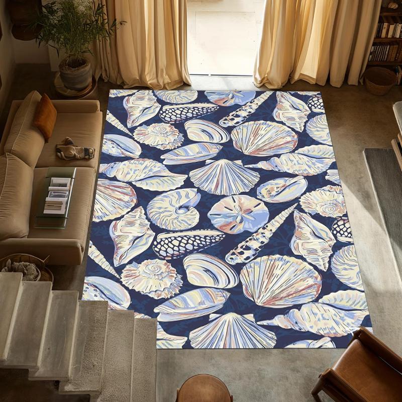 

Ocean Shell Carpet Mat Rug Home Decoration Children Room Floor Rug Seashell Pattern Starfish Design Play Area Rug Bedroom 40x60cm
