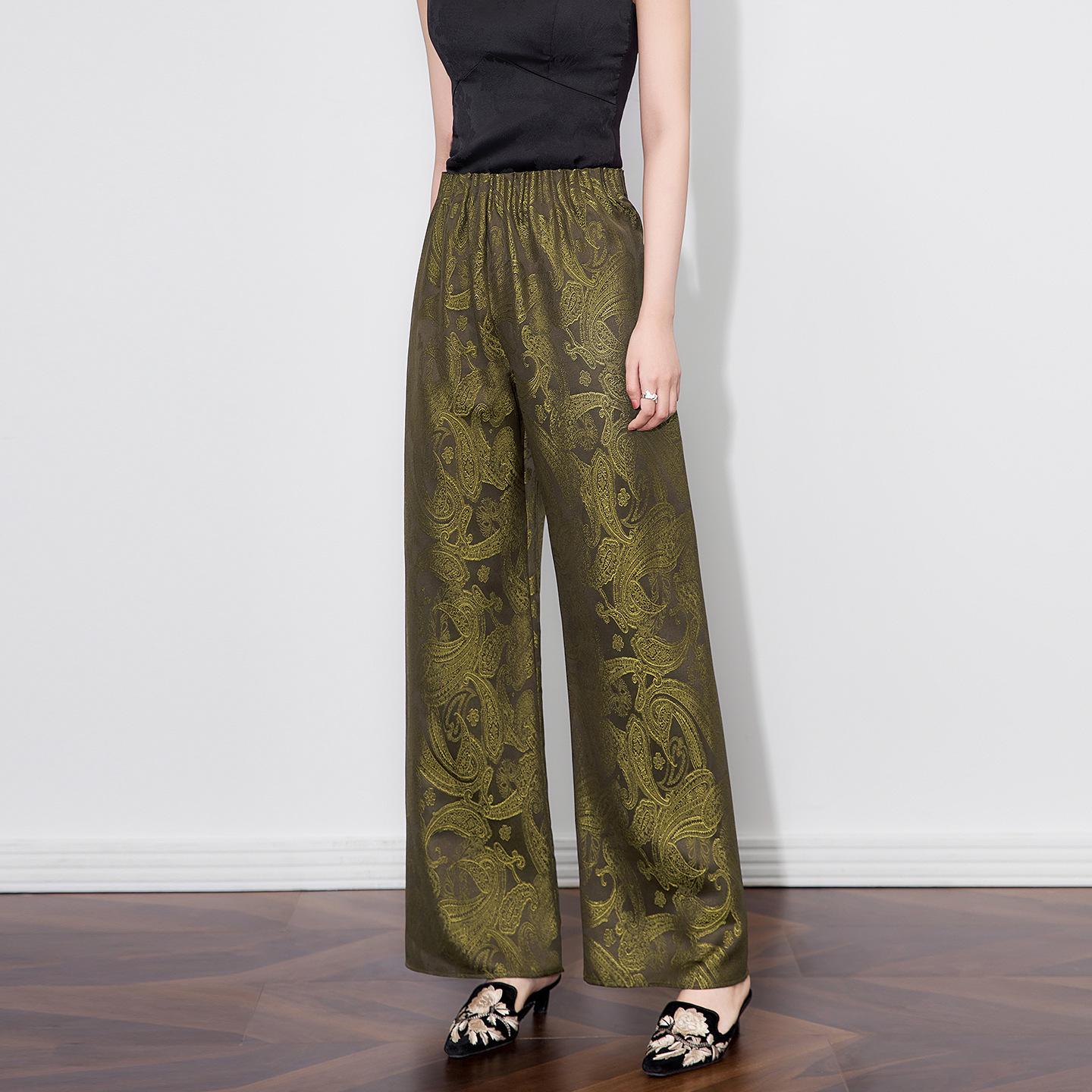 

Супер Аура Районный Жаккард Широкие Длинные Брюки - Новый Китайский Национальный Стиль M кофейный