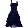 Women's Plus Size Gothic Corset Dress Vintage Lace Up Ruffle Layered Halloween Cosplay Prom Evening Party Formal Dress