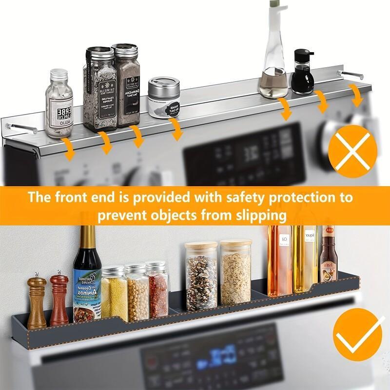 Silicone Stove Top Magnetic Shelf Kitchen Organizer Over the Stove Spice Storage Rack Magnetic Over Oven Organizer Top Shelf New