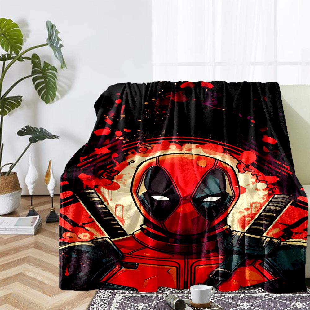 Deadpool Theme Printed Blanket - Perfect for Couch, Bed, Travel & Outdoor Use | Machine Washable, Cozy & Durable.