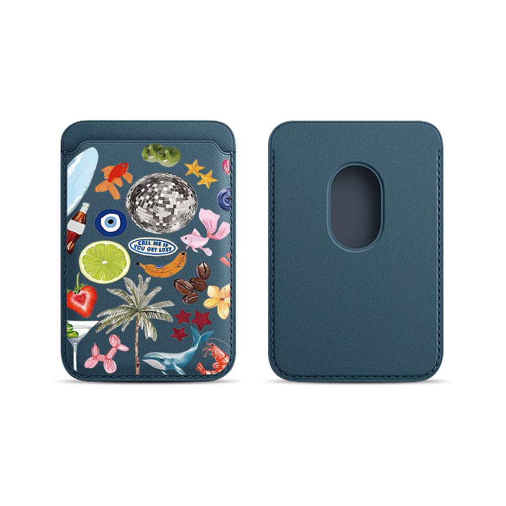Trend Collage Leder Karten Geldbörse Hülle Handy Kartenhalter Magnetische Hülle Geeignet Für alle iPhone Für Magsafe Karten Handy Rückentasche