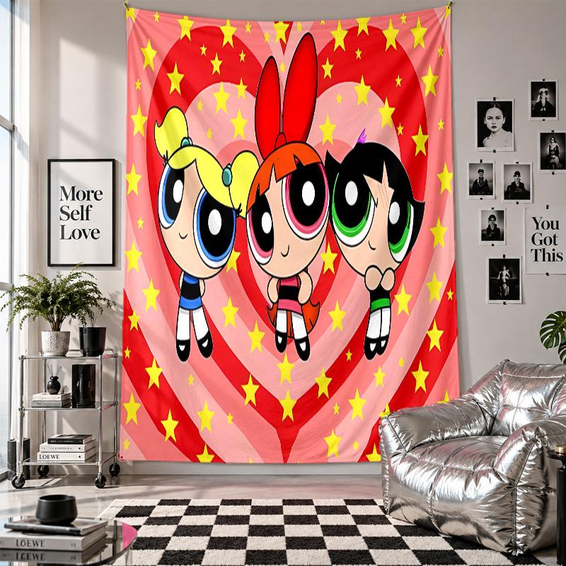 Wall TapestryThe Powerpuff Girls Art Hanging Cloth Decorative Background Cover for Room Decoration