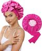 Double-Layer Satin Bowknot Sleep Cap - Imitation Silk Wide Brim Hat for Hair Care