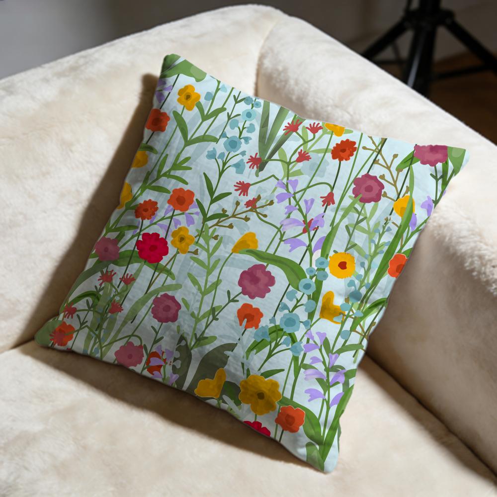 Spring Wildflowers Cushion Cover Soft Decorative Pillow Case Suitable for Bedroom Sofa Car Travel Use