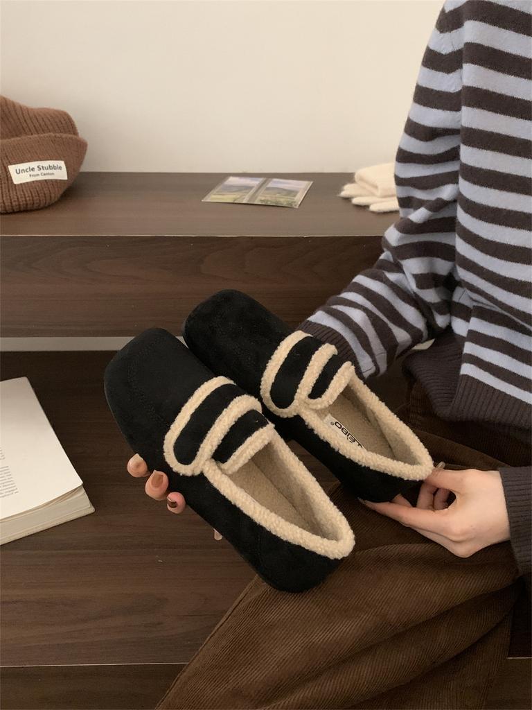 Loafers Women's 2025 New Autumn and Winter Piled Thickened Warm Fluffy Beanie Snow Cotton Shoes Women's Shoes