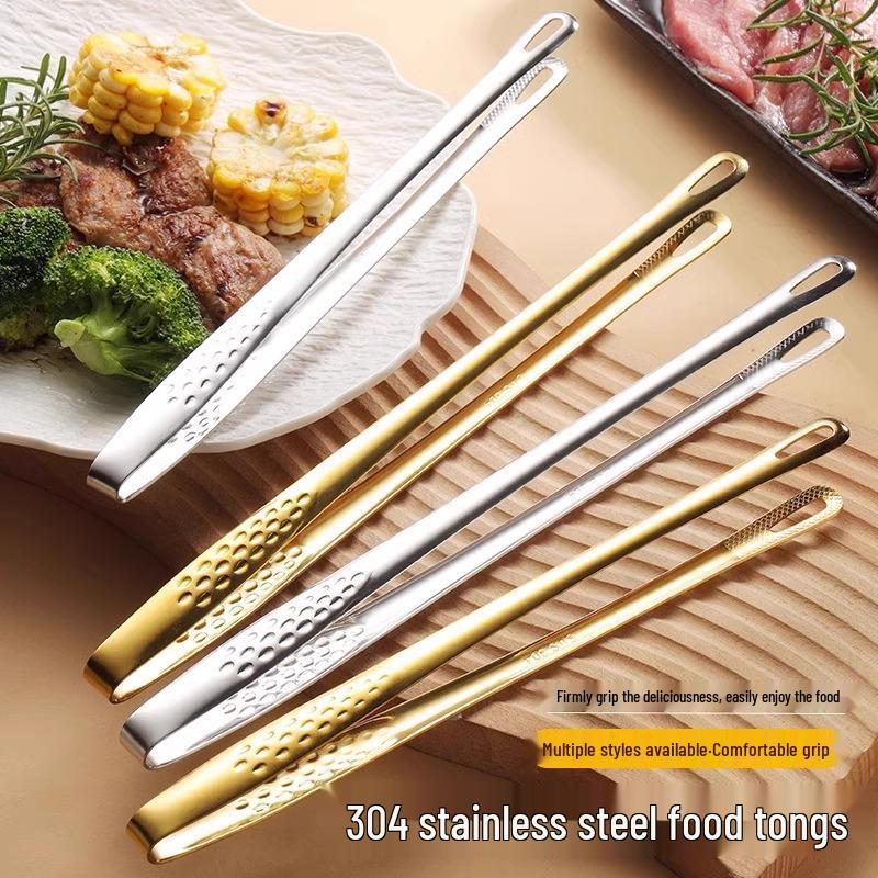 304 Stainless Steel Barbecue Tongs for Korean BBQ, Kitchen, and Buffet