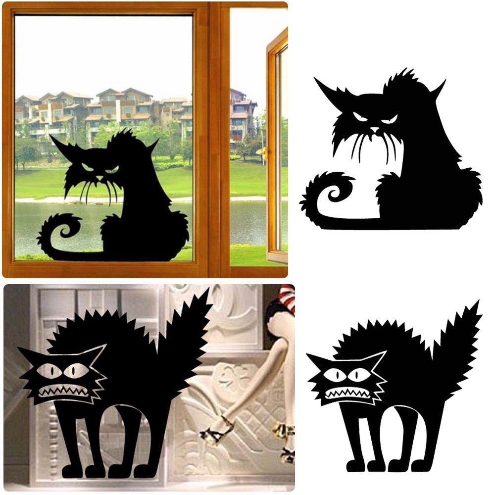 1/2 Pcs/set Cute Removable 3D Cats Sticker Black Cats Wall Stickers Window Sticker