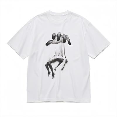 Herren T-Shirt mit Modern Art Kontrastgrafik Unisex Weiß 100% Baumwolle Oberteile USA